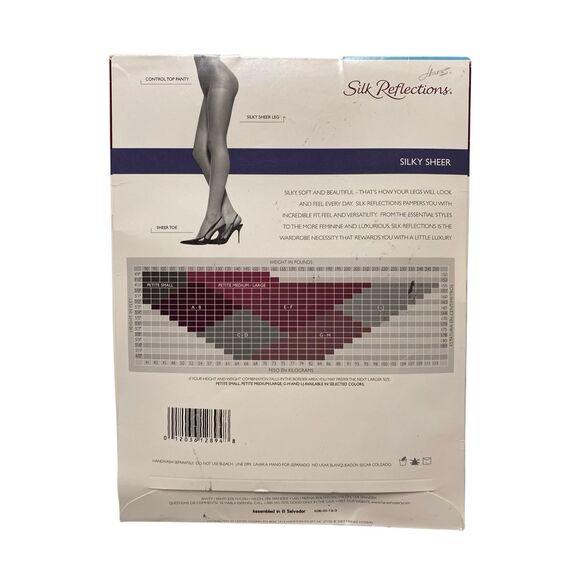 Hanes Silk Reflections Pantyhose Grey Mist Size EF Style 717 Control Top Sheer - Picture 2 of 5